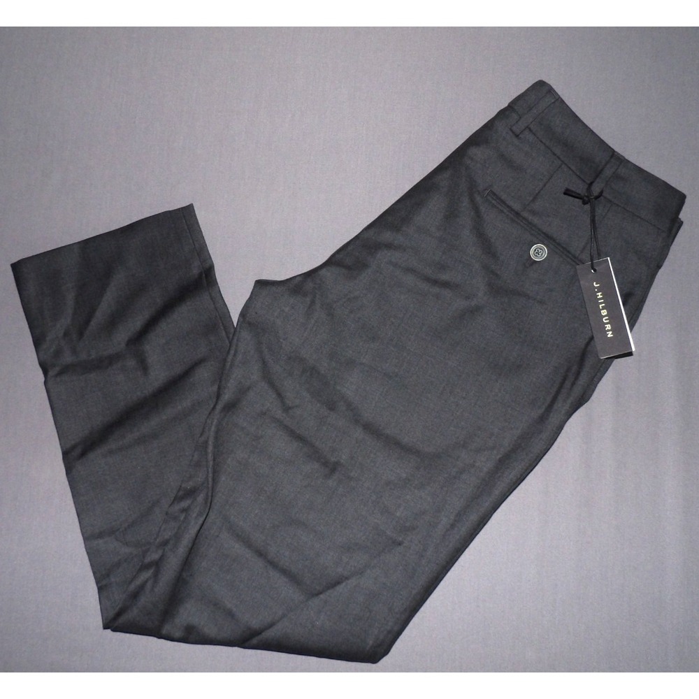 NEW! J. Hilburn 100% Wool Gray Deconstructed‎ Trousers Dress Pants Men's 30 X 30